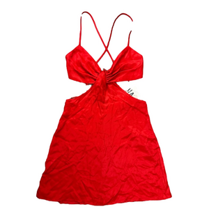 ZARA womens size small 100% viscose red mini backless cutout dress NWT